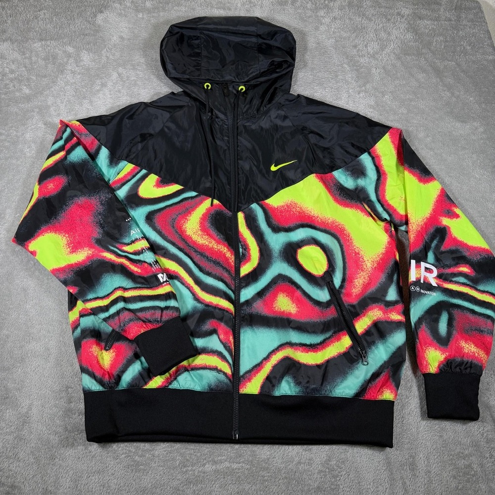 Nike Max Jacket Mens Medium Volume Windrunner Woven Lined Psychedelic Hooded